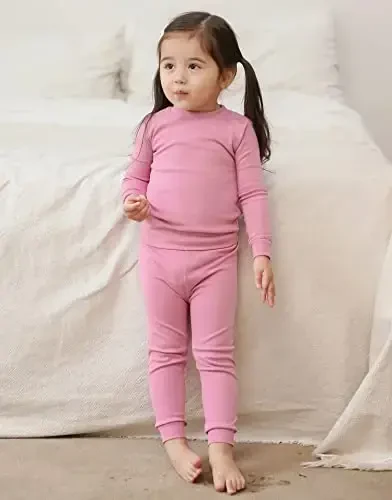 VAENAIT BABY 12M-12Y Kids Boys Girls Toddler Solid Cotton Daily Pajamas Pyjamas Sleepwear Set Basic - 4