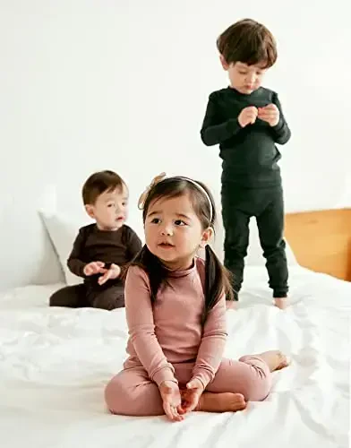 VAENAIT BABY 12M-12Y Kids Boys Girls Toddler Solid Cotton Daily Pajamas Pyjamas Sleepwear Set Basic - 2