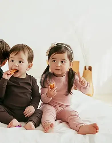 VAENAIT BABY 12M-12Y Kids Boys Girls Toddler Solid Cotton Daily Pajamas Pyjamas Sleepwear Set Basic - 3