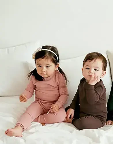 VAENAIT BABY 12M-12Y Kids Boys Girls Toddler Solid Cotton Daily Pajamas Pyjamas Sleepwear Set Basic - 4