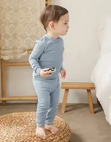 VAENAIT BABY 12M-12Y Kids Boys Girls Toddler Solid Cotton Daily Pajamas Pyjamas Sleepwear Set Basic - 3