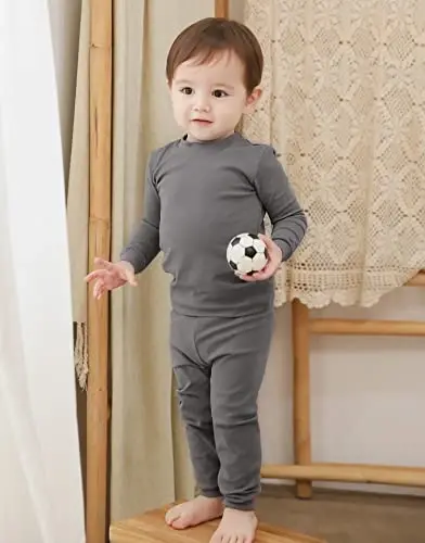 VAENAIT BABY 12M-12Y Kids Boys Girls Toddler Solid Cotton Daily Pajamas Pyjamas Sleepwear Set Basic - 3