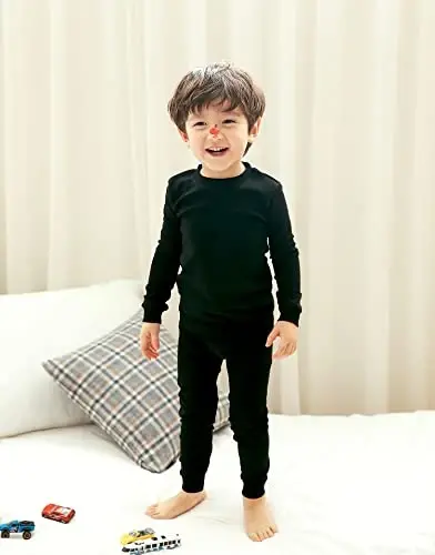 VAENAIT BABY 12M-12Y Kids Boys Girls Toddler Solid Cotton Daily Pajamas Pyjamas Sleepwear Set Basic - 4