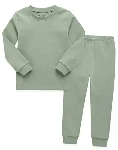 VAENAIT BABY 12M-12Y Kids Boys Girls Toddler Solid Cotton Daily Pajamas Pyjamas Sleepwear Set Basic - 1