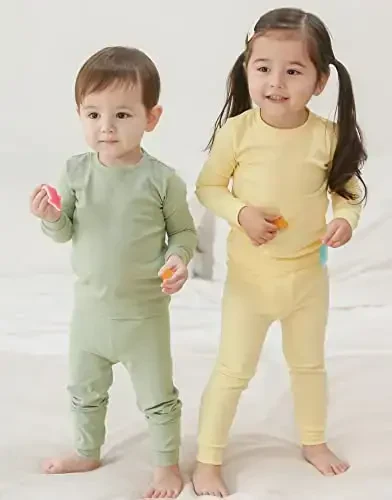 VAENAIT BABY 12M-12Y Kids Boys Girls Toddler Solid Cotton Daily Pajamas Pyjamas Sleepwear Set Basic - 2