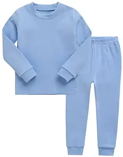 VAENAIT BABY 12M-12Y Kids Boys Girls Toddler Solid Cotton Daily Pajamas Pyjamas Sleepwear Set Basic - 1