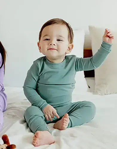 VAENAIT BABY 12M-12Y Kids Boys Girls Toddler Solid Cotton Daily Pajamas Pyjamas Sleepwear Set Basic - 2