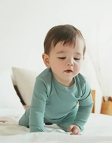 VAENAIT BABY 12M-12Y Kids Boys Girls Toddler Solid Cotton Daily Pajamas Pyjamas Sleepwear Set Basic - 3