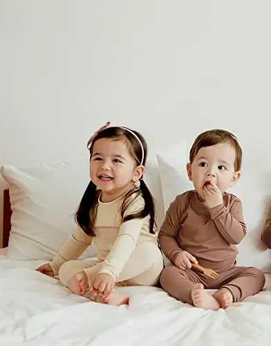 VAENAIT BABY 12M-12Y Kids Boys Girls Toddler Solid Cotton Daily Pajamas Pyjamas Sleepwear Set Basic - 2