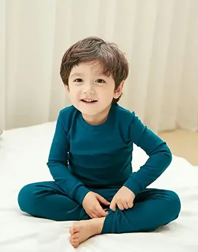 VAENAIT BABY 12M-12Y Kids Boys Girls Toddler Solid Cotton Daily Pajamas Pyjamas Sleepwear Set Basic - 2