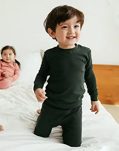 VAENAIT BABY 12M-12Y Kids Boys Girls Toddler Solid Cotton Daily Pajamas Pyjamas Sleepwear Set Basic - 2