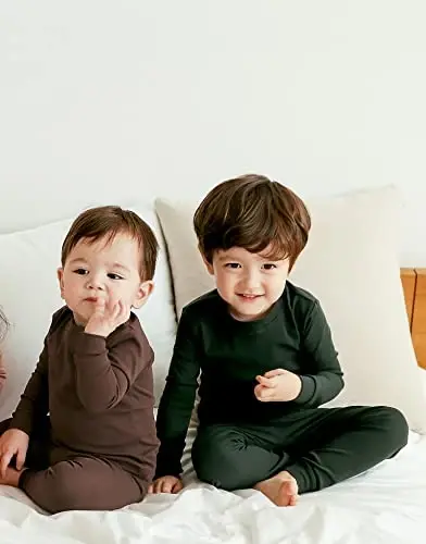 VAENAIT BABY 12M-12Y Kids Boys Girls Toddler Solid Cotton Daily Pajamas Pyjamas Sleepwear Set Basic - 4