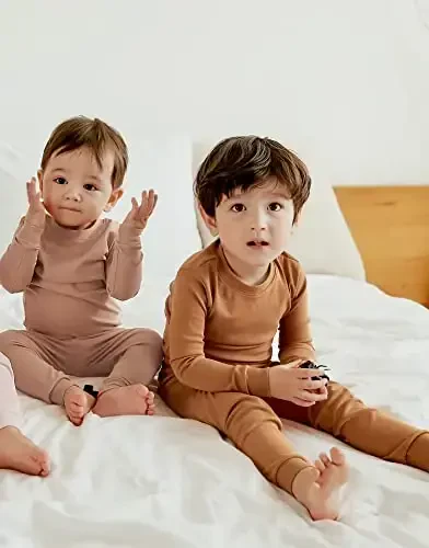 VAENAIT BABY 12M-12Y Kids Boys Girls Toddler Solid Cotton Daily Pajamas Pyjamas Sleepwear Set Basic - 2