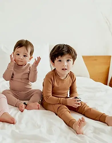 VAENAIT BABY 12M-12Y Kids Boys Girls Toddler Solid Cotton Daily Pajamas Pyjamas Sleepwear Set Basic - 1