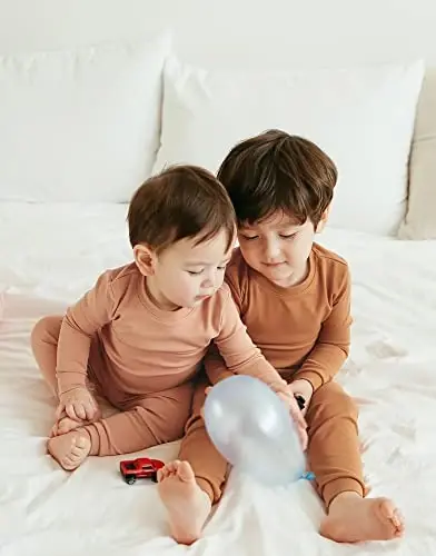 VAENAIT BABY 12M-12Y Kids Boys Girls Toddler Solid Cotton Daily Pajamas Pyjamas Sleepwear Set Basic - 3