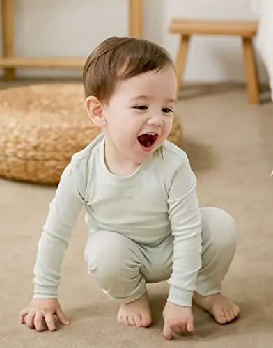 VAENAIT BABY 12M-12Y Kids Boys Girls Toddler Solid Cotton Daily Pajamas Pyjamas Sleepwear Set Basic - 2