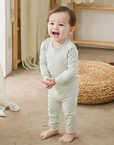VAENAIT BABY 12M-12Y Kids Boys Girls Toddler Solid Cotton Daily Pajamas Pyjamas Sleepwear Set Basic - 3
