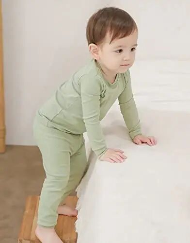 VAENAIT BABY 12M-12Y Kids Boys Girls Toddler Solid Cotton Daily Pajamas Pyjamas Sleepwear Set Basic - 4