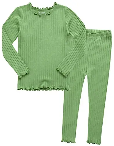 VAENAIT BABY 6M-12Y Infant Kids Toddler Junior Girls Soft Comfy Modal Tencel Shirring Sleepwear Pajamas 2pcs Set - 1