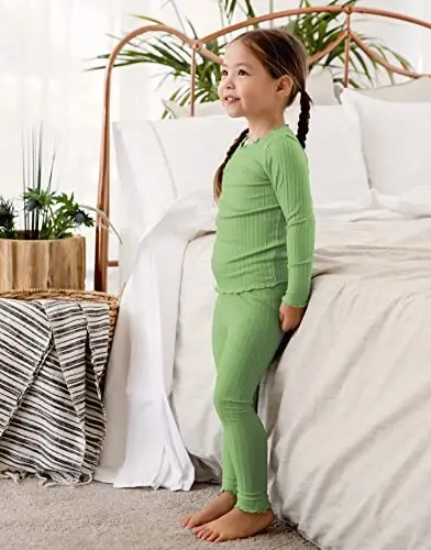 VAENAIT BABY 6M-12Y Infant Kids Toddler Junior Girls Soft Comfy Modal Tencel Shirring Sleepwear Pajamas 2pcs Set - 3