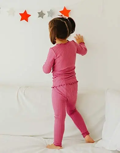 VAENAIT BABY 6M-12Y Infant Kids Toddler Junior Girls Soft Comfy Modal Tencel Shirring Sleepwear Pajamas 2pcs Set - 3