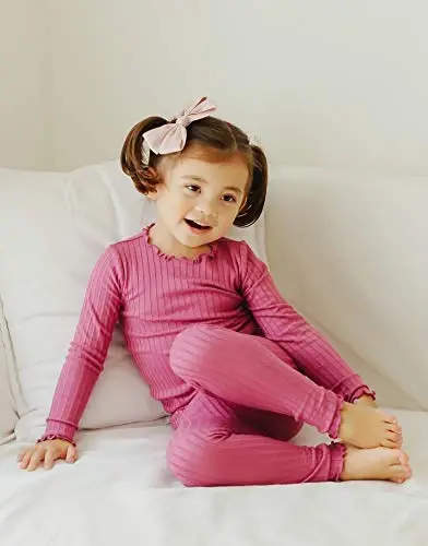 VAENAIT BABY 6M-12Y Infant Kids Toddler Junior Girls Soft Comfy Modal Tencel Shirring Sleepwear Pajamas 2pcs Set - 4