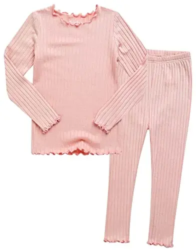 VAENAIT BABY 6M-12Y Infant Kids Toddler Junior Girls Soft Comfy Modal Tencel Shirring Sleepwear Pajamas 2pcs Set - 1