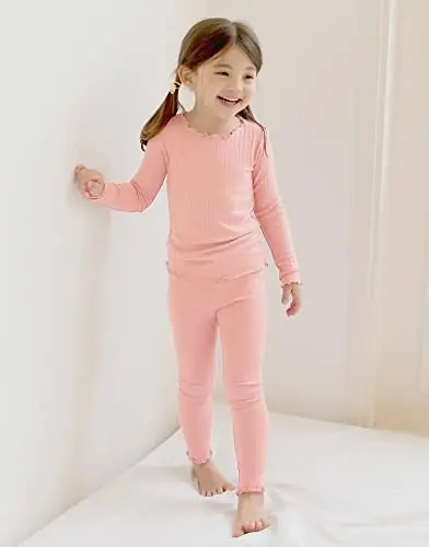 VAENAIT BABY 6M-12Y Infant Kids Toddler Junior Girls Soft Comfy Modal Tencel Shirring Sleepwear Pajamas 2pcs Set - 3