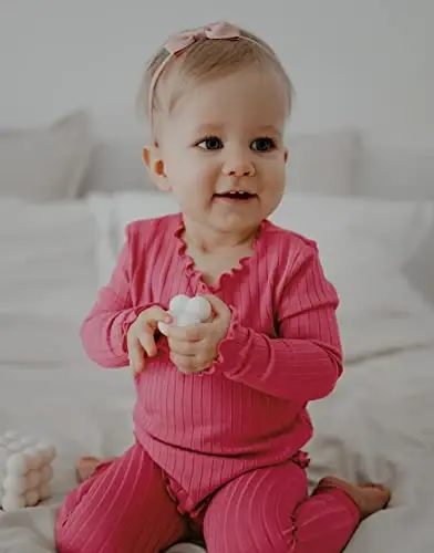 VAENAIT BABY 6M-12Y Infant Kids Toddler Junior Girls Soft Comfy Modal Tencel Shirring Sleepwear Pajamas 2pcs Set - 4