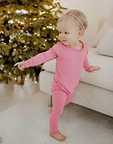 VAENAIT BABY 6M-12Y Infant Kids Toddler Junior Girls Soft Comfy Modal Tencel Shirring Sleepwear Pajamas 2pcs Set - 3