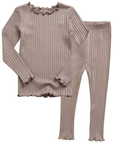 VAENAIT BABY 6M-12Y Infant Kids Toddler Junior Girls Soft Comfy Modal Tencel Shirring Sleepwear Pajamas 2pcs Set - 1