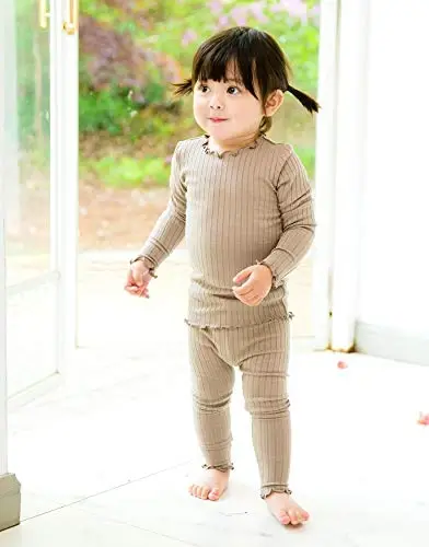 VAENAIT BABY 6M-12Y Infant Kids Toddler Junior Girls Soft Comfy Modal Tencel Shirring Sleepwear Pajamas 2pcs Set - 3
