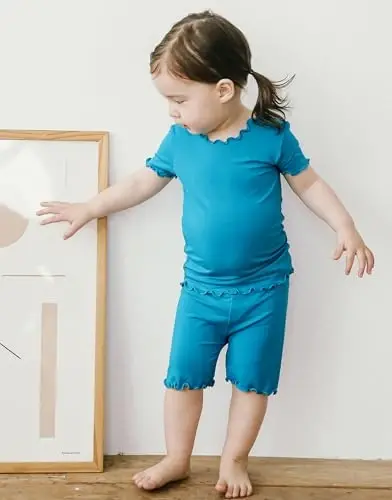 VAENAIT BABY Çocuk Uyku Giyim Pijama Kısa Yumuşak Serin Yaz Viskon Pijama 2'li Set - 9