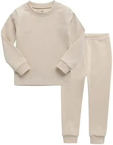 VAENAIT BABY 12M-12Y Kids Boys Girls Toddler Solid Cotton Daily Pajamas Pyjamas Sleepwear Set Basic - 1