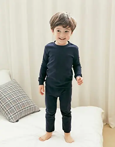 VAENAIT BABY 12M-12Y Kids Boys Girls Toddler Solid Cotton Daily Pajamas Pyjamas Sleepwear Set Basic - 4