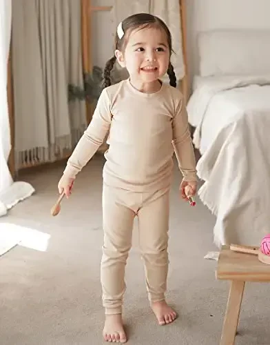 VAENAIT BABY 12M-12Y Kids Boys Girls Toddler Solid Cotton Daily Pajamas Pyjamas Sleepwear Set Basic - 4