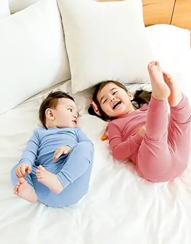 VAENAIT BABY 12M-12Y Kids Boys Girls Toddler Solid Cotton Daily Pajamas Pyjamas Sleepwear Set Basic - 8