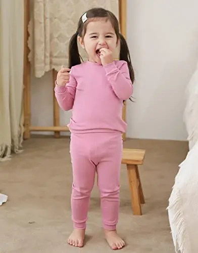 VAENAIT BABY 12M-12Y Kids Boys Girls Toddler Solid Cotton Daily Pajamas Pyjamas Sleepwear Set Basic - 2