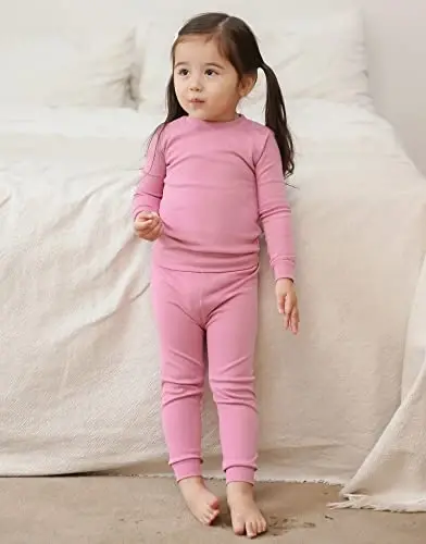 VAENAIT BABY 12M-12Y Kids Boys Girls Toddler Solid Cotton Daily Pajamas Pyjamas Sleepwear Set Basic - 4