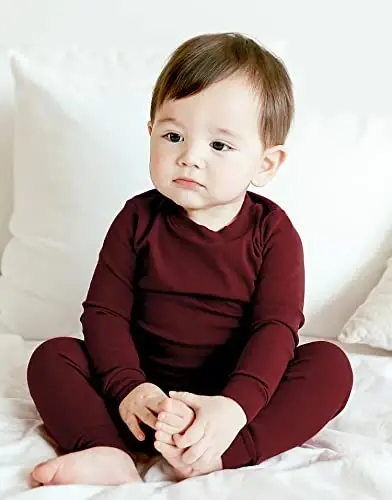 VAENAIT BABY 12M-12Y Kids Boys Girls Toddler Solid Cotton Daily Pajamas Pyjamas Sleepwear Set Basic - 4
