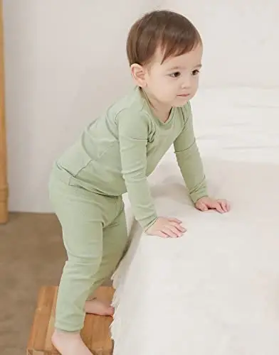 VAENAIT BABY 12M-12Y Kids Boys Girls Toddler Solid Cotton Daily Pajamas Pyjamas Sleepwear Set Basic - 4