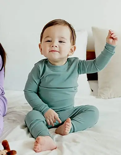 VAENAIT BABY 12M-12Y Kids Boys Girls Toddler Solid Cotton Daily Pajamas Pyjamas Sleepwear Set Basic - 2