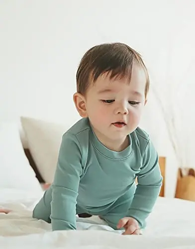 VAENAIT BABY 12M-12Y Kids Boys Girls Toddler Solid Cotton Daily Pajamas Pyjamas Sleepwear Set Basic - 3