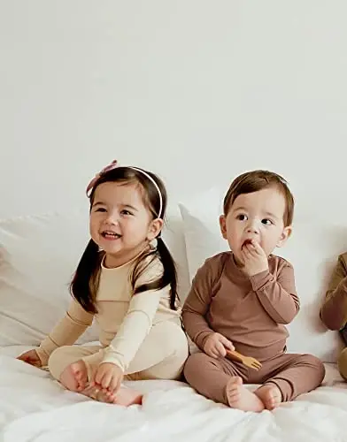 VAENAIT BABY 12M-12Y Kids Boys Girls Toddler Solid Cotton Daily Pajamas Pyjamas Sleepwear Set Basic - 7