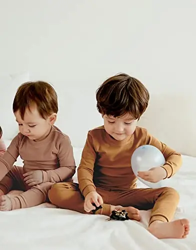 VAENAIT BABY 12M-12Y Kids Boys Girls Toddler Solid Cotton Daily Pajamas Pyjamas Sleepwear Set Basic - 7