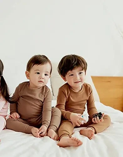 VAENAIT BABY 12M-12Y Kids Boys Girls Toddler Solid Cotton Daily Pajamas Pyjamas Sleepwear Set Basic - 8