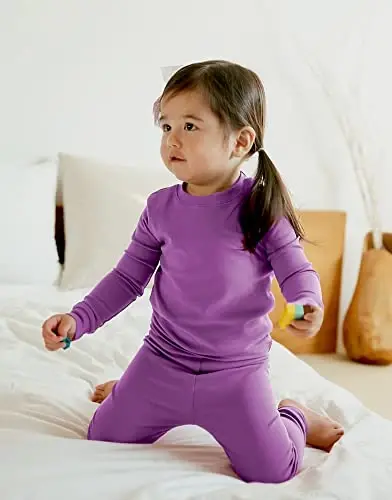 VAENAIT BABY 12M-12Y Kids Boys Girls Toddler Solid Cotton Daily Pajamas Pyjamas Sleepwear Set Basic - VAENAIT (1)