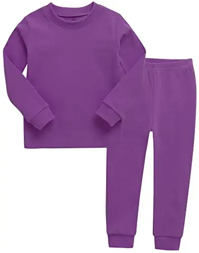 VAENAIT BABY 12M-12Y Kids Boys Girls Toddler Solid Cotton Daily Pajamas Pyjamas Sleepwear Set Basic - 5