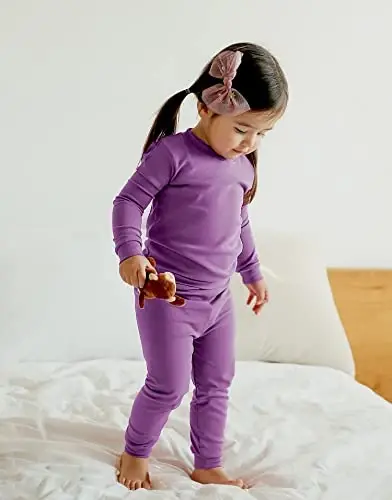 VAENAIT BABY 12M-12Y Kids Boys Girls Toddler Solid Cotton Daily Pajamas Pyjamas Sleepwear Set Basic - 8
