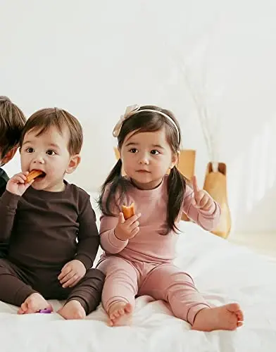 VAENAIT BABY 12M-12Y Kids Boys Girls Toddler Solid Cotton Daily Pajamas Pyjamas Sleepwear Set Basic - 3